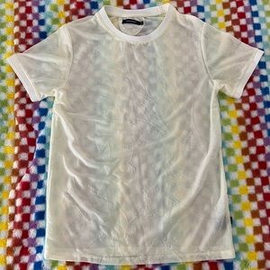 Barabas Ivory Mesh Tee Shirt Size Small